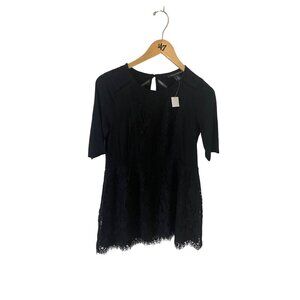 NWT Pea In TThe Pod Maternity Women's Black Lace Half Sleeve Blouse - Small